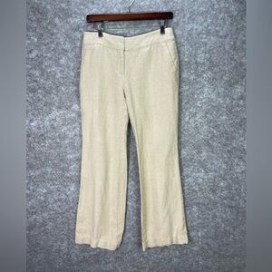 LOFT Pants Womens 2 Beige Julie Linen Straight Dress Casual Work Office.